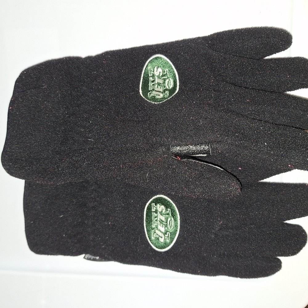 Jets Football Team Black Winter Gloves Mens One Size